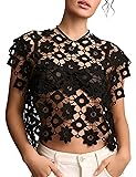 Yimoon Women's Floral Shell Vest Top Hollow Out