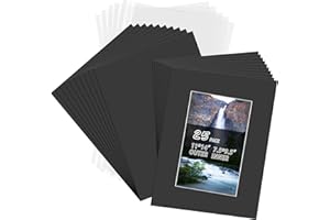 11x14'' Black Mat Board Kit for 8x10'' Photos or Pictures-Pack of 25,Acid Free 4-Ply Beveled Pre-Cut Core with Backing Board 