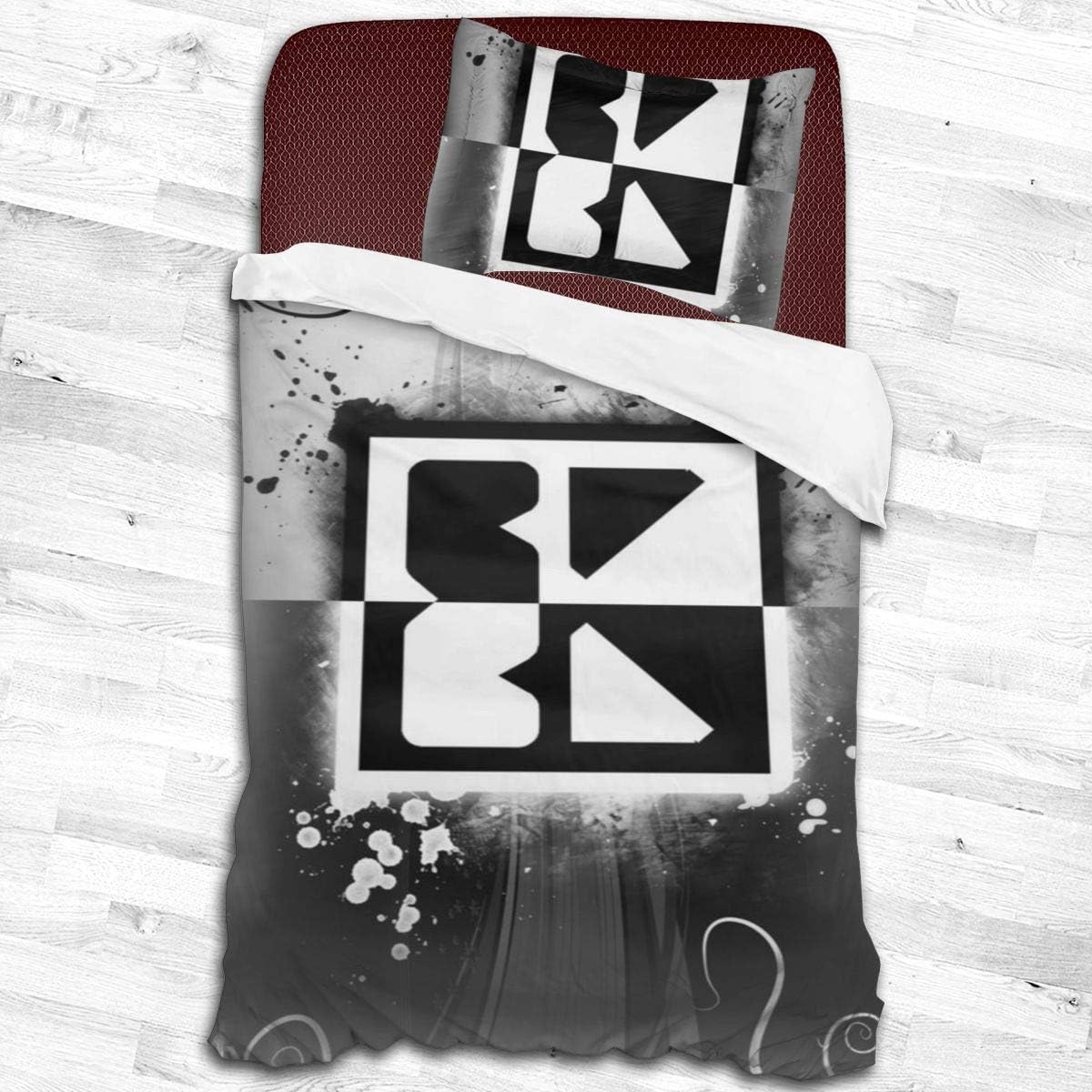 Black Geometry-White-Dash Comfortable Soft Microfiber 2-Piece Bedding Set Quilt Cover Pillowcases Adults Kids