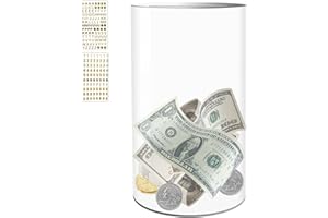 AIPOR Clear Piggy Bank for Adults/Kids Must Break to Open, Unopenable Acrylic Piggy Bank, Acrylic Clear Piggy Bank for Boys/Girls to Saving Money Cash Coin, Size 5.9" H x 3.55" Diameter (Small)