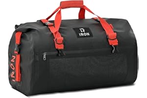 BORLENI Waterproof Motorcycle Dry Duffel Bag Luggage Tail Bag with Large Storage Space,Roll Top Closure, Shoulder Straps, Inner Pocket and Mesh Pocket for Motorcycling Travel Camping (Black,70L)