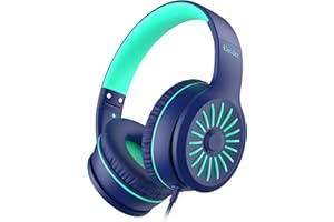 ELECDER i45 On-Ear Headphones with Microphone - Foldable Stereo Bass, Portable Wired Headphones with No-Tangle 1.5M Cord, 3.5MM Jack for School/Kids/Teens/Smartphones/Travel/Tablet - Blue
