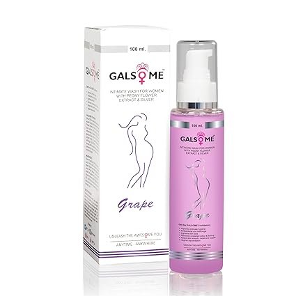 GALSOME Intimate Wash for Women with Grape Fragrance for Daily Care pH Balance Feminine Hygiene Wash with Silver, Peony Flower Extract & Aloe Vera (100ML) (Grape)
