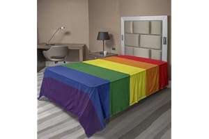 Ambesonne Pride Flat Sheet, Simplistic Design of LGBT Flag Rainbow Colors Gender Freedom Gay Community Love Wins, Soft Comfortable Top Sheet Decorative Bedding 1 Piece, Twin Size, Rainbow Colors
