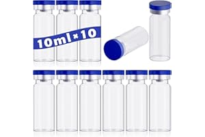 otwooi 10ml Sealed Empty Vials for Injection, Transparent Glass Vials Self-Healing Injection Port, Liquid Sample Storage Vial with Caps(10pcs)