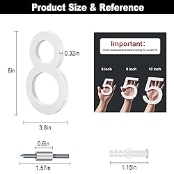 6 Inch Self-adhesive House Numbers, Modern Floating