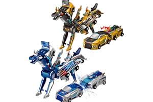 Aimery Collision Transforming Dinosaur Car Toy, 2 Magnetic Cars Convert into Dinosaur Toys,Dino Robot Toy, Boys Toys,Kids Toys, Party Birthday for Kids (Gold Blue)