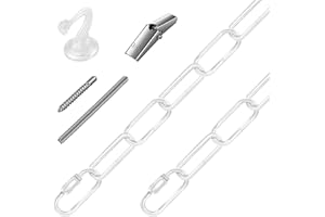 Omytie 6 Ft Heavy Duty Hanging Chain Kit with Connection Locks & Swag Ceiling Hooks for Lighting Fixture, Chandelier, Pendant, Lantern, Swag Lamp, Plant/Flower/Fruit Basket, Bird Feeder (White)