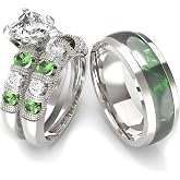 Wedding Ring Sets His And Hers Promise Ring Wedding Ring Sets His And Hers Couples Women 925 Sterling Silver Moissanite Man Sterling Silver Wedding Band
