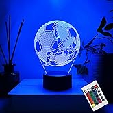 Xozraiely Soccer 3D Lamp Night Light 16 Adjustable Colors Includes Remote Control Perfect for Room Ambiance Decor Birthday Gift for Soccer Fans (Boys & Girls) Ideal Holiday Gift Choice