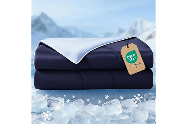 Exclusivo Mezcla Cooling Comforter King Size Navy, Lightweight Summer Blanket for Hot Sleepers, Soft Breathable Cool Bedding
