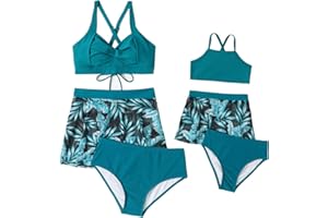 NIKDUCK Mommy and Me Swimsuit Matching Swimsuit for Family Kids Swimsuits Girls Bathing Suit Ruffles Hawaiian Bikini