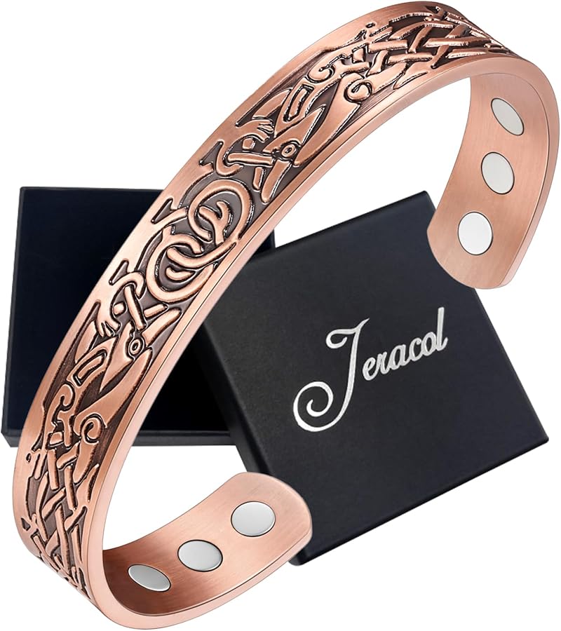 Jeracol Copper Magnetic Bracelet for Men Women 6 Magnets Adjustable Cuff Box
