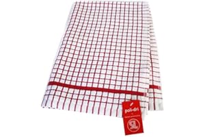 Samuel Lamont Poli Dri Tea Towels - Set of 3 100% Cotton 27.5 x 19 Inch (Red)
