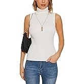 ROW 8 ROW Sleeveless Turtleneck Tops for Women Ribbed Slim Fit Knit Tank Top High Neck Sweater Vest