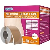 Silicone Scar Sheets Medical Grade Silicone Scar Tape for Surgical Scars 1.77" x 120" 3M Wider Silicone Tape for Keloid Scar, Hypertrophic, C-Section, Tummy Tuck, Surgery and Burn Scar Patches