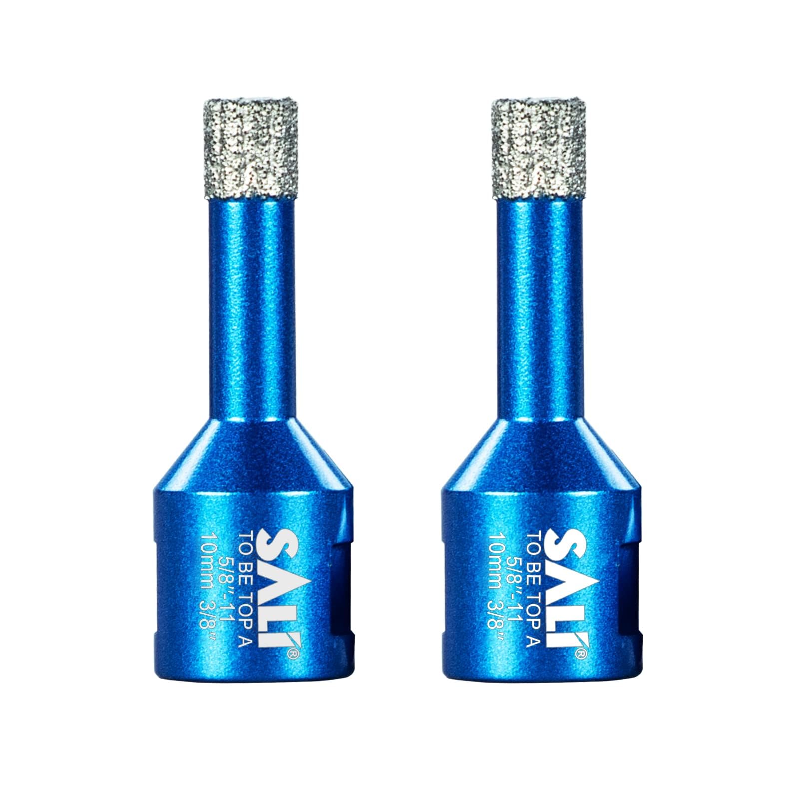 SALI Diamond Core Drill Bits 2pcs (10mm) Tile Hole Saws Vacuum Brazed Hole Saw with M14 Thread for Glass Ceramic Porcelain Tiles Marble Brick Granite Quartz Fit Angle Grinders Drills — image 1
