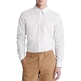 Calvin Klein Mens Stretch Cotton Monogram Logo Button Down Shirt