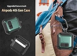 Olytop for Airpods 4 Case with Lock Clip, Rugged