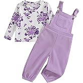 Mioglrie Toddler Baby Girl Clothes 12 18 24 Months 2T 3T 4T 2Pcs Girl Outfits Adjustable Overall Set Cute Jumpsuit