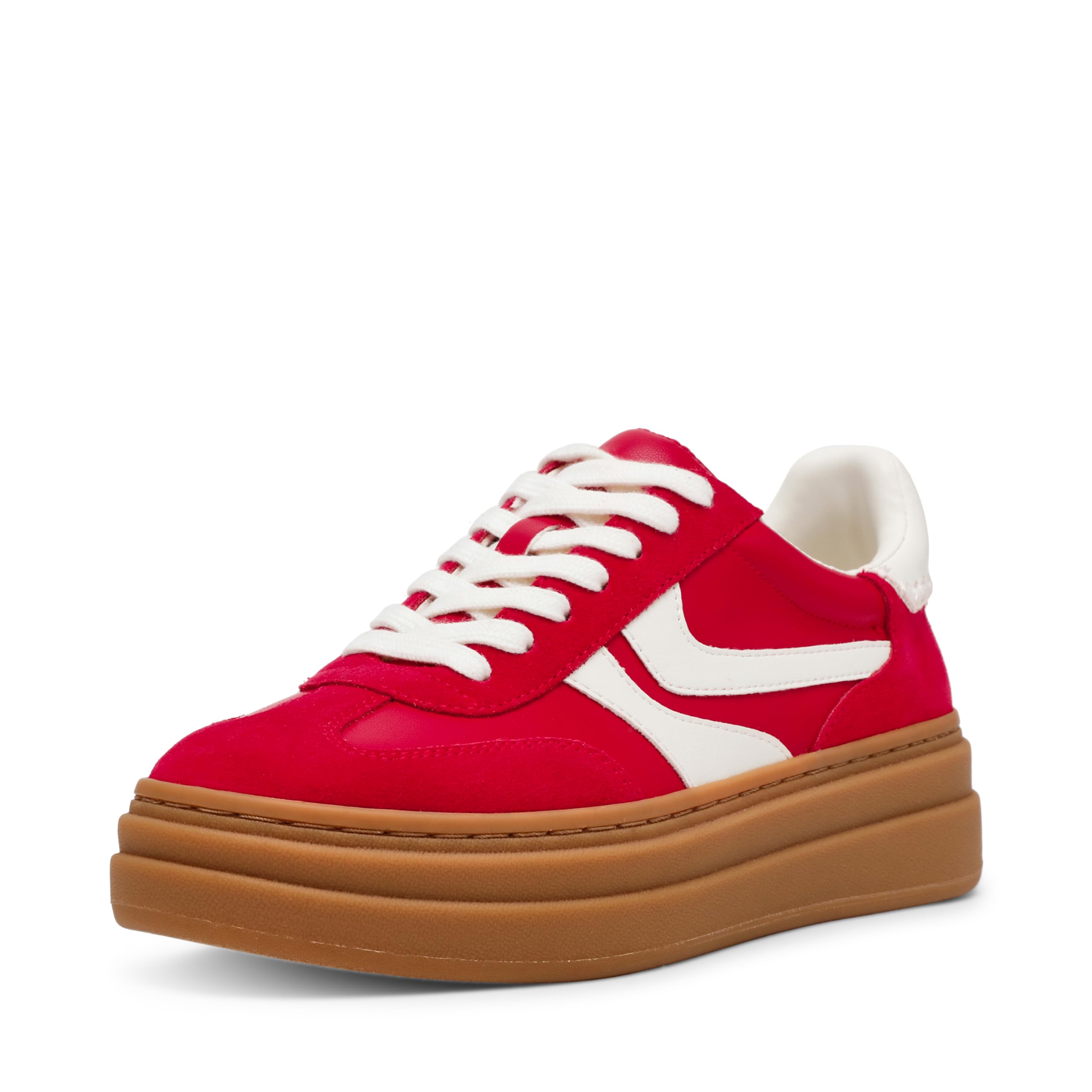 Steve Madden Women’s Dodge Sneaker, Red Multi, 9.5