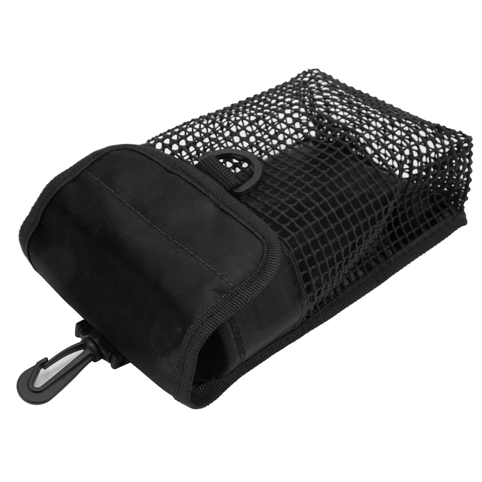 Pinsofy Portable mesh tool bag, reduce the weight of the diving mesh bag. Sturdy rotating snap design for outdoor use Black