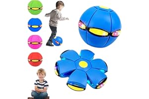 Lot de 4 balles rebondissantes - Balle pop up - Balle rebondissante magique avec lumières LED - Balle qui aplatit et se déplo