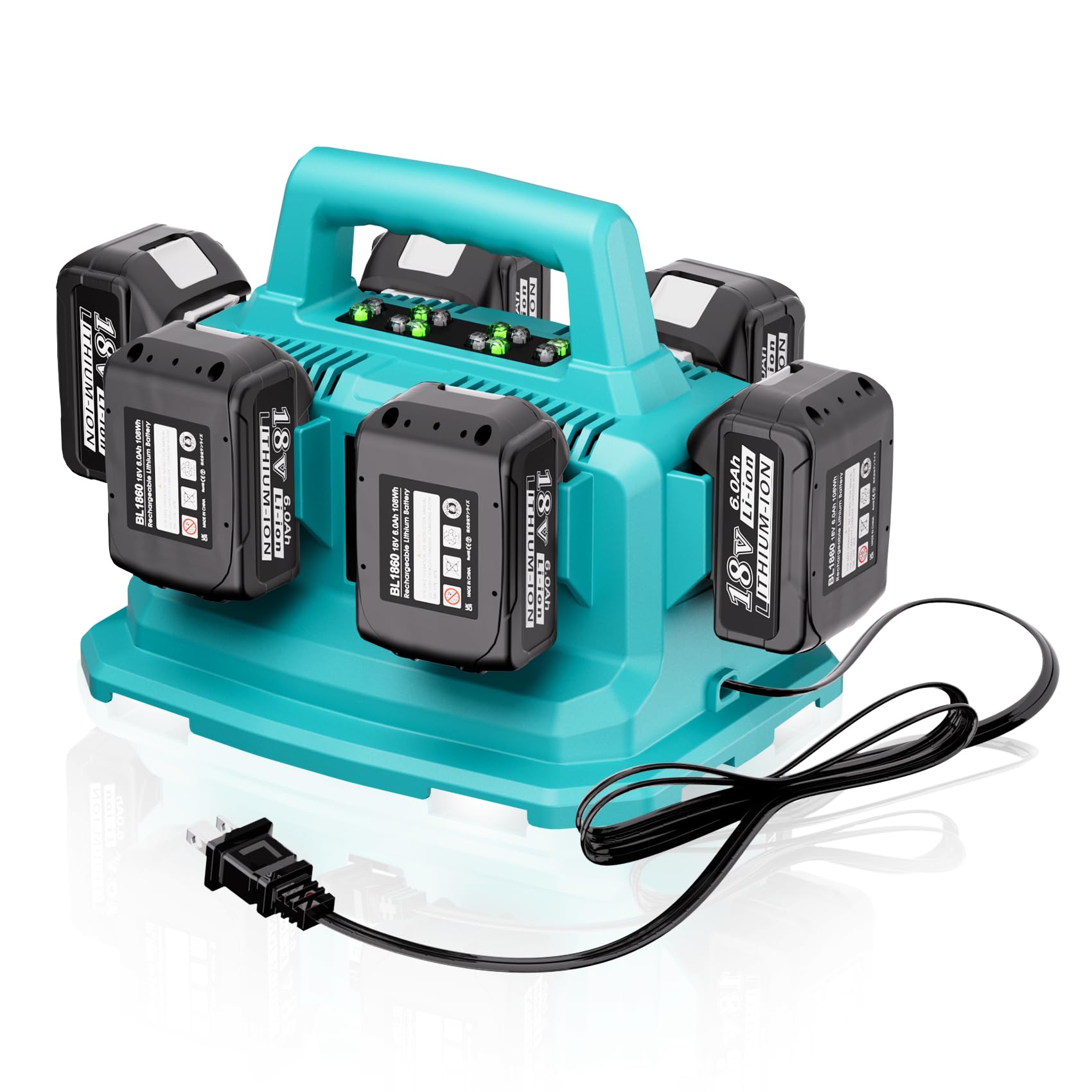 Photo 1 of ?Simultaneously Charging | Fast? 6 Bays Replacemen for Ma-Kita 18V Charger DC18SF DC18RD DC18RC, Compatible with Ma-Kita 18 Volt LXT Battery BL1820B BL1830B BL1840B BL1850B BL1860B/No Battery Included