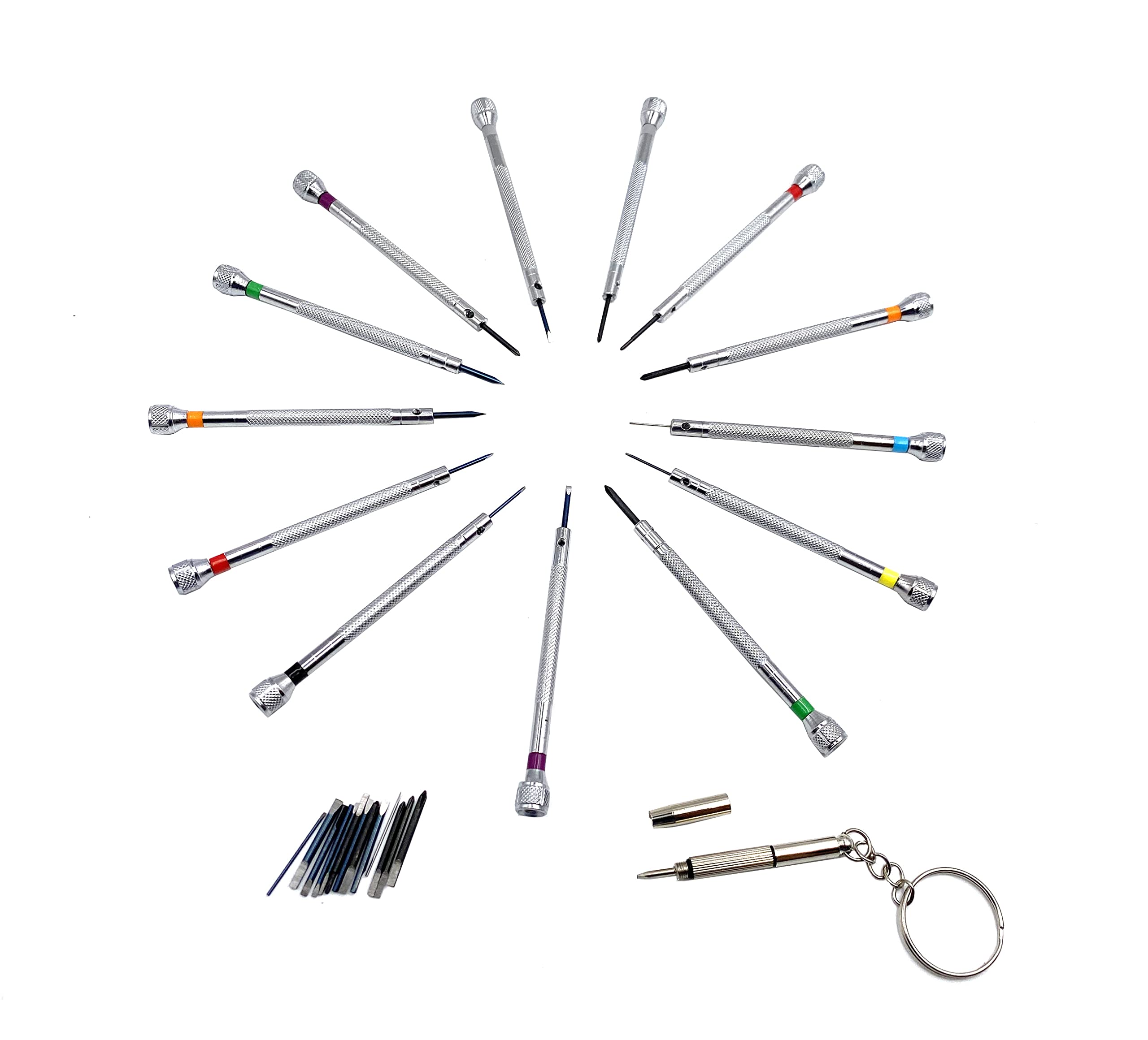 13Pcs Micro Watch Screwdriver Set,0.6-2.0 mm Professional Screwdriver Set Kits with 13Pcs Additional Replacement Tips for Watch,Eyeglass,Jewelry and Electronics Repair