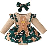 mlpeerw My First Christmas Baby Girl Outfit Newborn Christmas Romper Dress Cute Santa Dress Infant Fall Winter Xmas Clothes