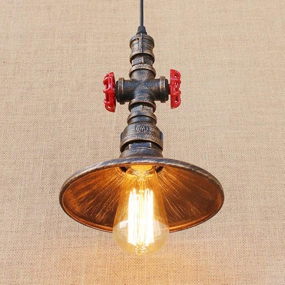 Amazon Com Retro Pendelleuchte Wasserrohr Lampe Vintage Antik Industrial Design Hangeleuchte Esszimmer Kuche Wohnung Flur Loft Foyer Beleuchtung Metall Leuchte Decken Hangelampe Eisen E27 Altmessing Home Kitchen