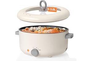 Electric Hot Pot, 3L Multifunctional Non-Stick Electric Skillet, Rapid Noodle Cooker & Frying Pan for Steak, Eggs, Ramen & Sh