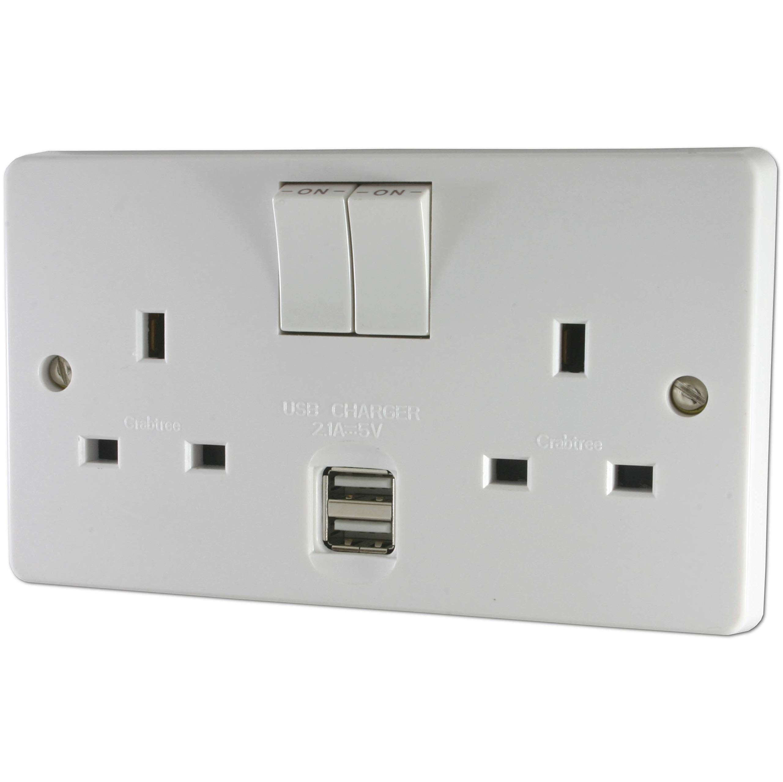 Crabtree 4306/USB/D 'Capital' Twin Switch Socket 13 Amp with USB