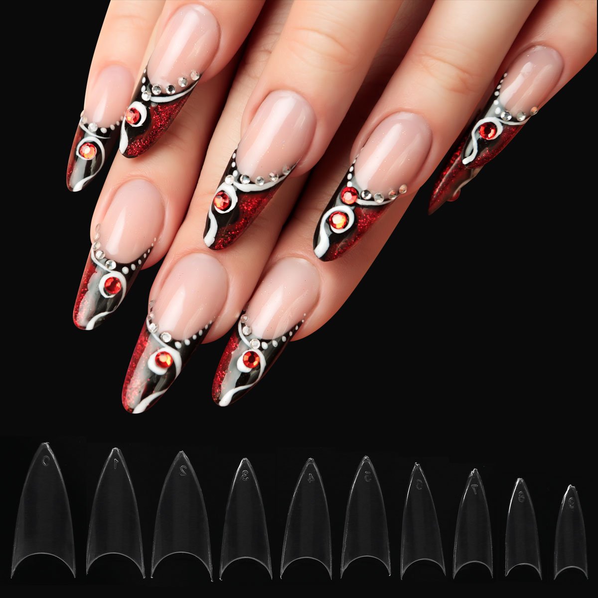 2000pcs Stiletto Fake Nail Clear Natural Nail Tips Half Cover 2000pcs Stiletto Fake Nail Clear Natural Nail Tips Half Cover