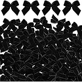 Waydress 120 Pcs Tiny Mini Christmas Velvet Bows for Crafts Xmas Twist Tie Bows Ribbon Bowknot Christmas DIY Craft Sewing Scrapbooking Gift Wrapping(Black,1 Inch)