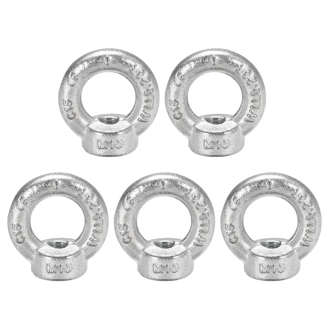 sourcingmap Lifting Eye Nut M10 Female Thread C15 Carbon Steel Round Shape for Rope Fitting Pack of 5