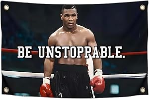 3x5 Ft Tyson Be Unstoppable Polyester Single Sided Flag with 4 Grommets - Motiv Gym Inspire Your Workout with Banner - Perfec