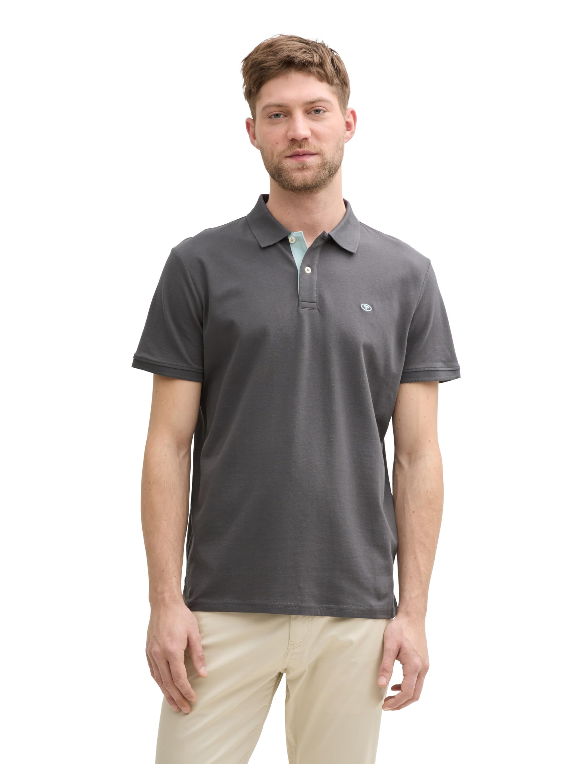 Tom Tailor Herren 1027713 Piqué Poloshirt aus Baumwolle, 10307 - Dark Shadow, M