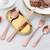 BEWOS 16-Piece Rose Gold Matte Cutlery Set Service for 4 Stainless Steel view 6