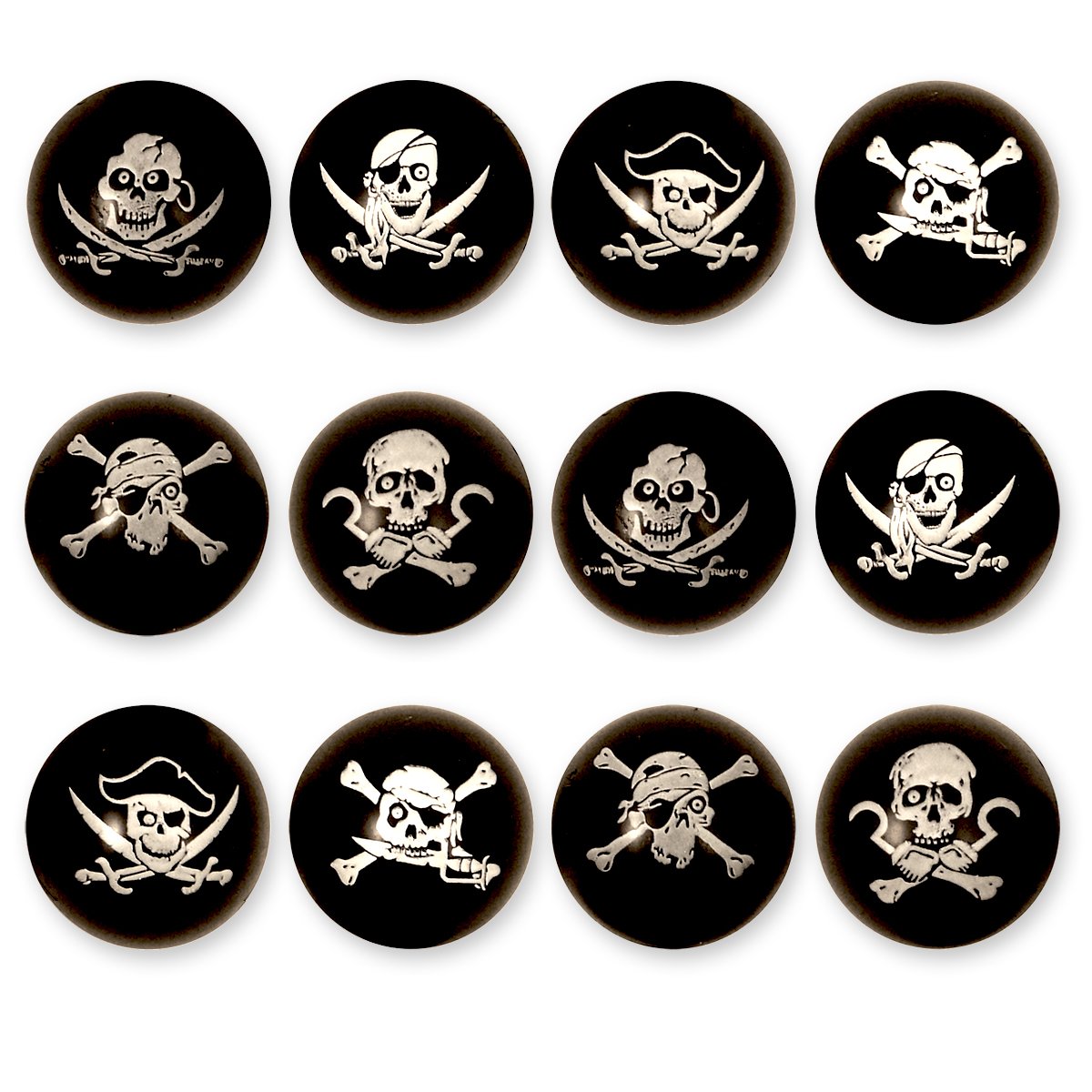 PartyPackTM 12 x Pirate Bouncy Balls / for Children's Birthday Parties Boys and Girls / Party Bags / Children's Birthday Party Favours / Rubber Ball / Bouncy Ball / Pirate Party Bouncy Ball Set