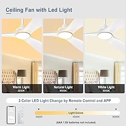 BvenuBigLite White Ceiling Fan with Light: 3 Blades