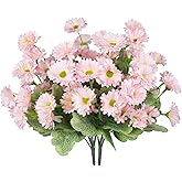 GhuaH 2 Pcs Artificial Flowers for Outdoors Silk Flowers UV Resistant Pink Faux Flowers for Outdoor Planters Realistic Spring Decor Artificial Dahlia Flowers for Front Door Porch Patio Balcony Yard