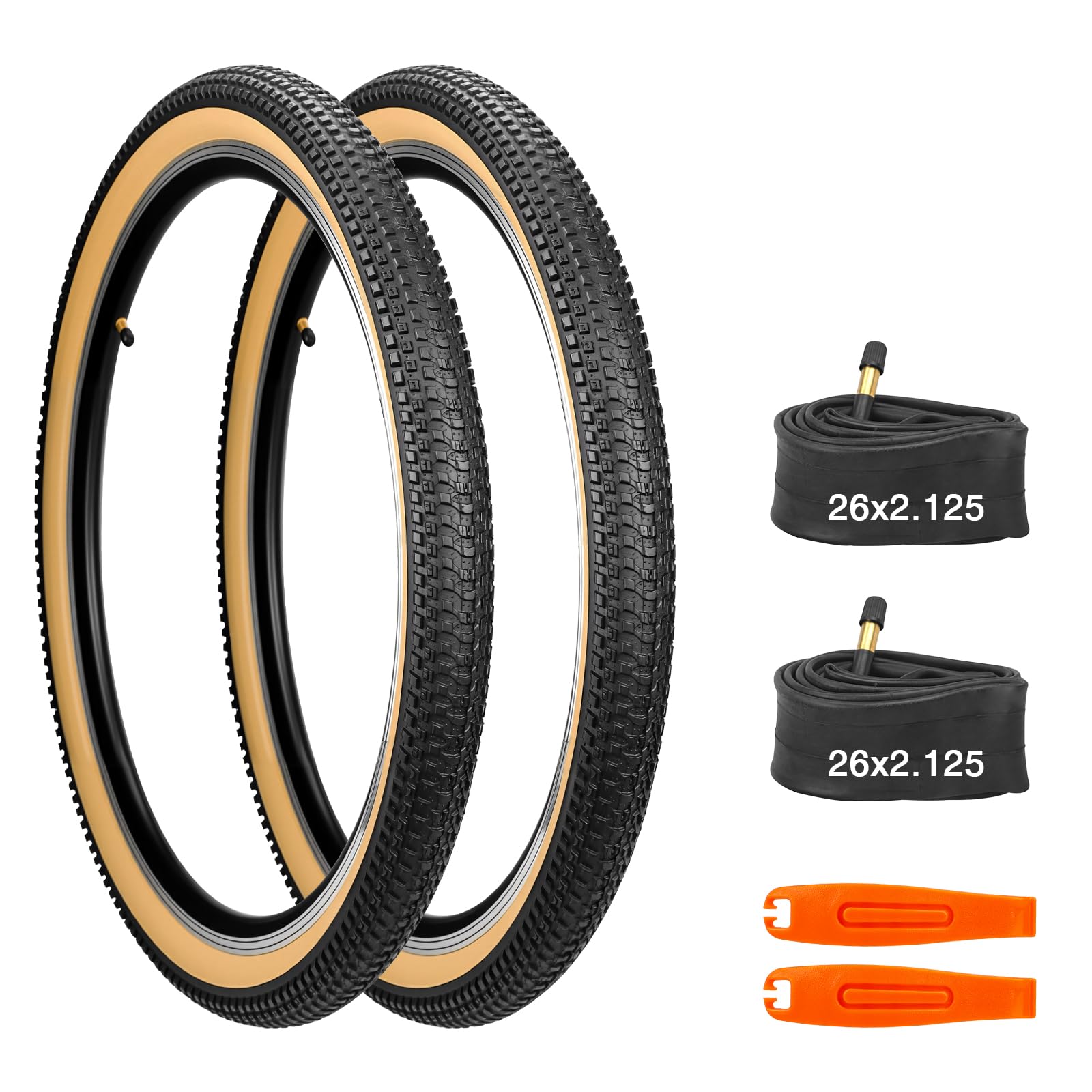 Photo 1 of ***STOCK PHOTO FOR REFERENCE ONLY***
MAKELEN 2 Tires and 2 Tubes Mountain Bike Tire 26 Inch Strong Grip Compatible Replacement Bicycle Tire for MTB Mountain Bicycle City Bike Brown Side Wall