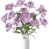 ICBOX Purple Iris Artificial Flowers 5Pcs Silk Iris Flowers with Stems 35.6" Long Stem Purple Flowers Artificial for Decorations, Wedding Centerpieces, Home Decor Indoor