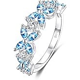 LEXLUNE Birth Flower Ring For Women, Sterling S925 Silver Birthstone Ring For Mother Daughter, Dainty Daisy Flower Ring