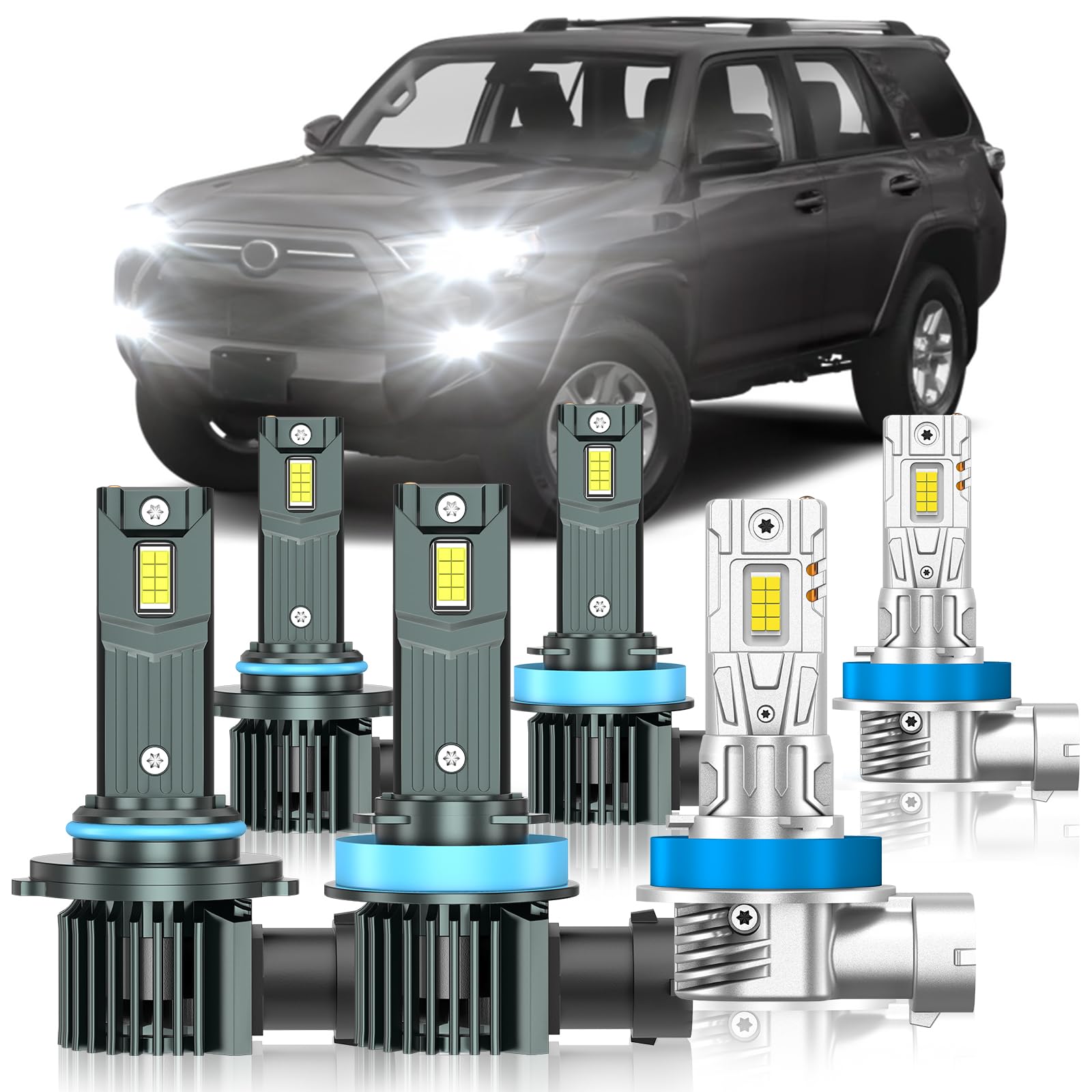 Photo 1 of ZSTOPCL Fit for Toyota 4Runner 2010-2020 Light Bulbs, High/Low Beam Fog Light Bulbs Combo, 800% Brightness, 6000K Cool White, Plug and Play, Pack of 6