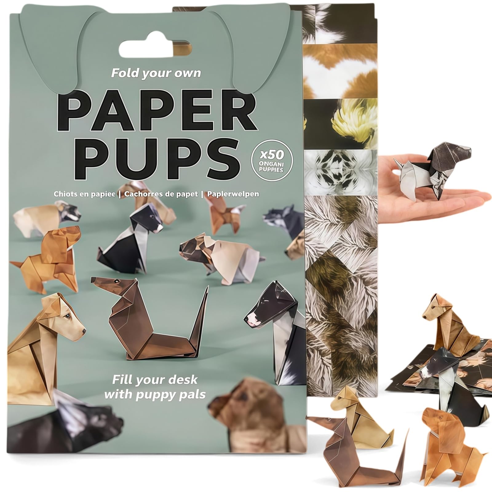 Kilibili DIY Paper Pups Kit: 50 Sheets for DIY Folding, Cute Cat Figures Craft Activity for Adults & Kids, Desk Decor Gift for Animal Lovers (Dog Design, One Size) — image 1