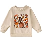 SOFEON Toddler Baby Boy Girl Thanksgiving Sweatshirt Cute Turkey Pumpkin Graphic Crewneck Pullover Tops Fall Thankful Clothes