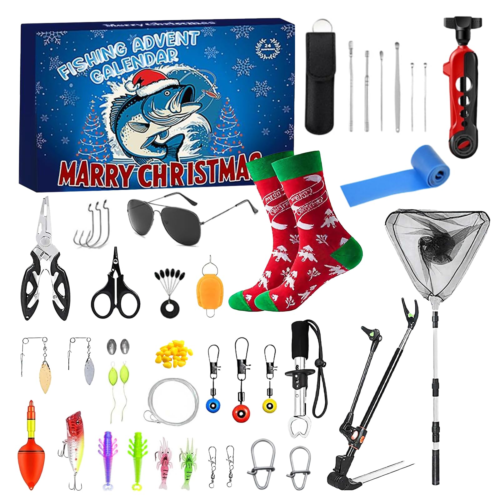 Fishing Advent Calendar 2025, 24 Days Christmas Countdown, fishing lure advent calendar, With Fishing Gear, Adult Fishing Advent Calendar, for Holiday Fisherman Adult Men Teen Boys