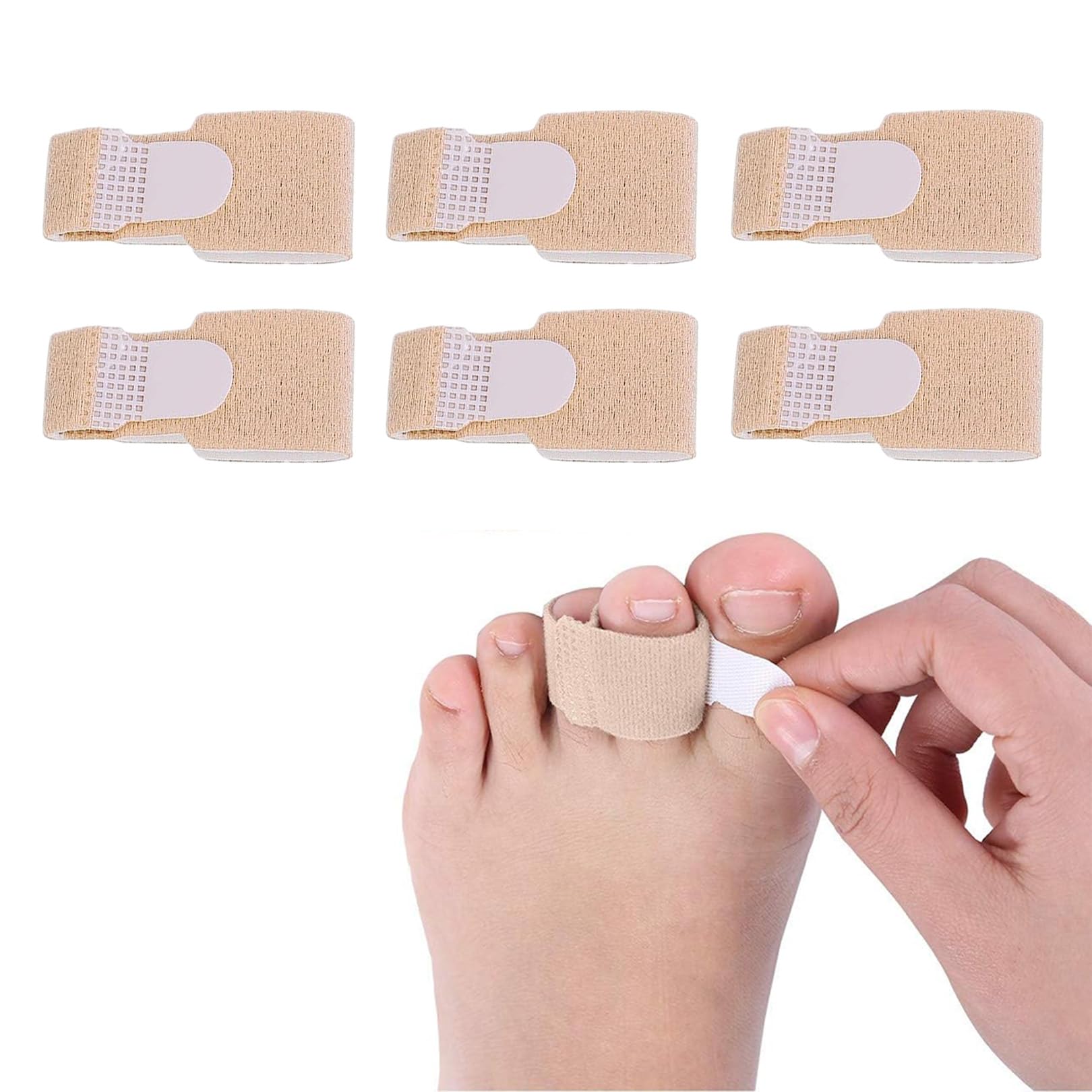 6 Pcs Hammer Toe Straightener, Hammer Toe Splints, Crooked Toes & Overlapping Toes，Protecting Curved Toes and Hammertoes, Overlapping Toe Protector，Toe Cushioned Bandages for Correcting Hammer Toes